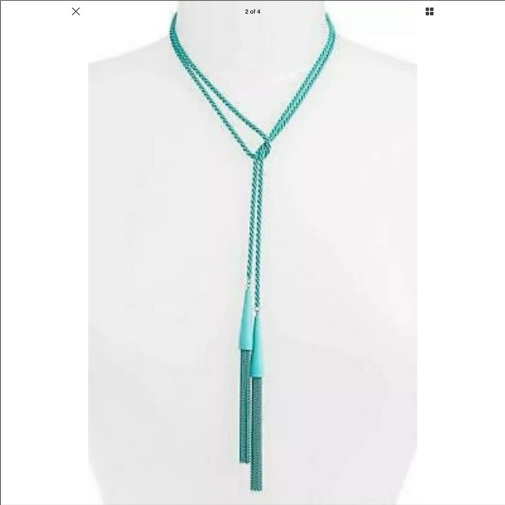 NWT KENDRA SCOTT Phara Aqua Matte Lariat Necklace - Picture 3 of 4
